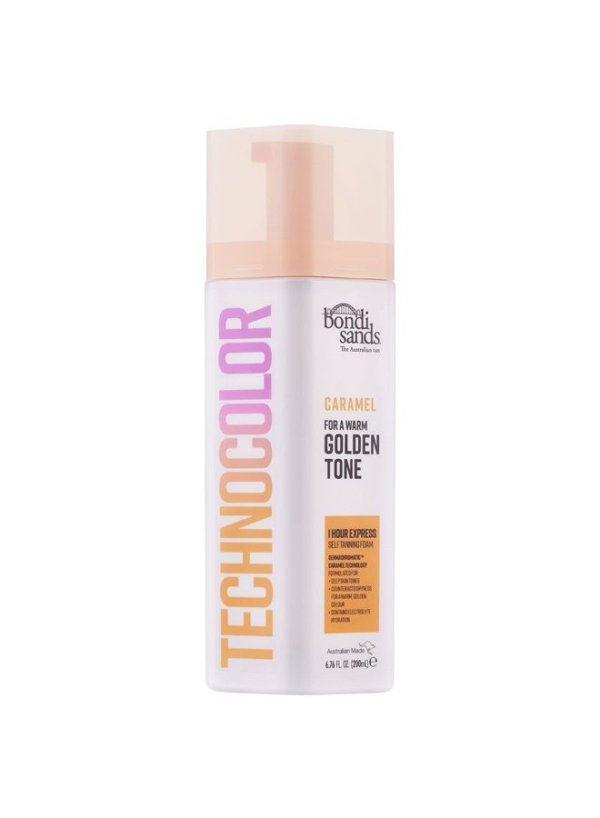 BONDI SANDS Technocolor Caramel 1 Hour Express Self Tanning Foam|Best for Deep Skin Tones Looking to Achieve a Warm, Golden Toned Glow|6.76 fl. oz. - Image 1