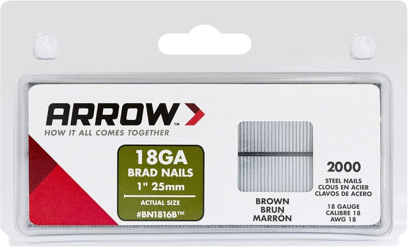 Arrow Fastener Arrow BN1816BCS 18-Gauge Steel Brad Nails for Molding, Cabinets, Framing, Trim, and Finishing, Safe to Use with Electric or Battery Powered Nailers, Brown, 1 Inch, 2000 Pack - Image 4