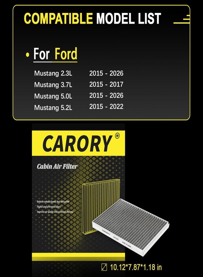CARORY Cabin Air Filter w/Activated Carbon for Ford Mustang 2015 2016 2017 2018 2019 2020 2021 2022 2023 2024, FR3Z-19N619-A, CF12152, FP-78 - Image 2