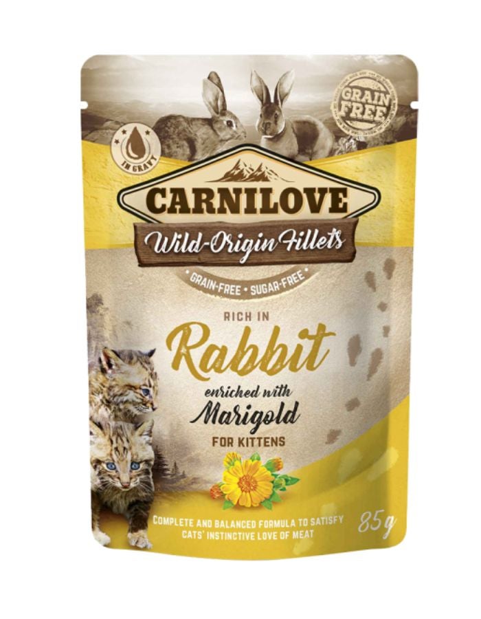 Carnilove Rabbit with Marigold Wet Food for Kittens 24x85g – Grain-Free, Complete Nutrition