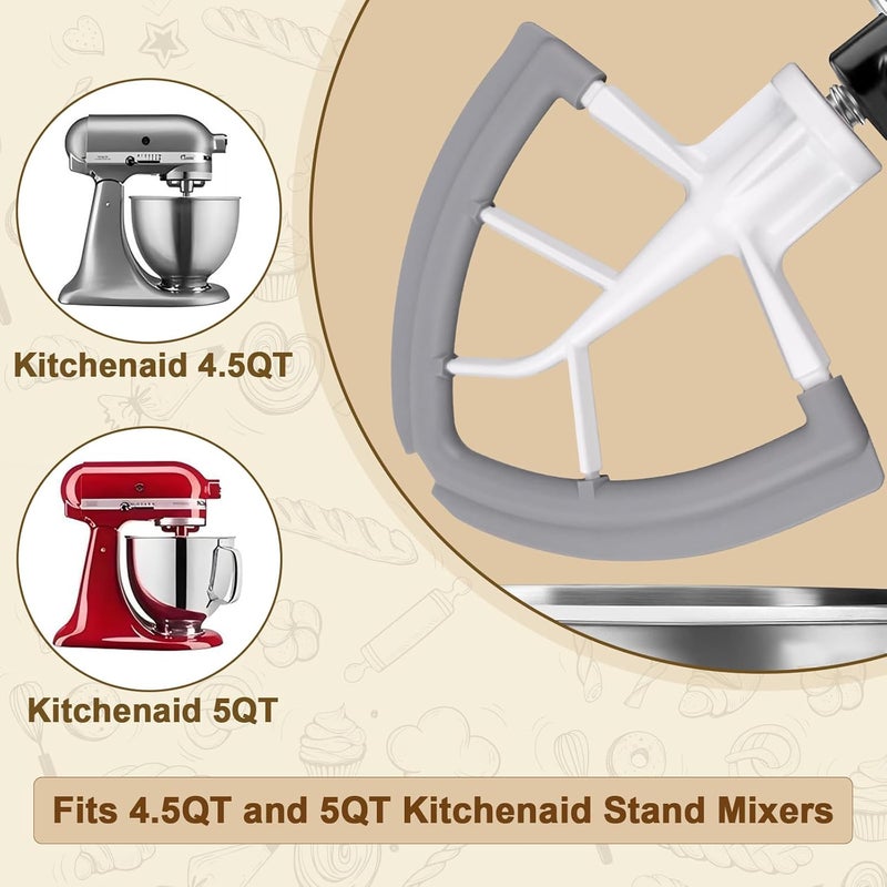 XYELEC خلاط حواف مرن متوافق مع ملحق كيتشن إيد 4.5-5QT، بديل خلاط متوافق مع ملحق كيتشن إيد، يناسب أوعية خلاط الوقوف ذو الرأس المائل 4.5-5 لتر بحواف سيليكون - Image 3