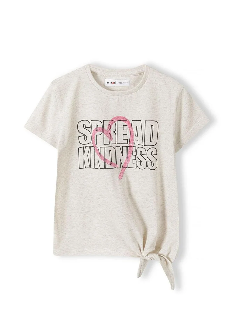 MINOTI Girls tie front t-shirt graphic print beige
