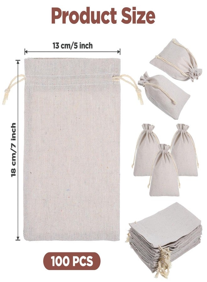 PercyEffie 100 Pcs Rustic Burlap Bags Bulk 5 x 7 In Burlap Gift Bags with Drawstring Tiny Linen Reusable Ewelry Pouches Sacks for Grocery Kitchen Wrapping Birthday Wedding Party Christmas DIY Sack for Gift Wrap - Image 2