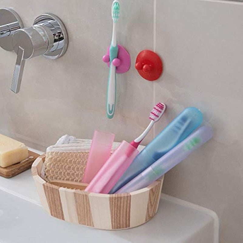 kwmobile Toothbrush Holder Travel Cases - Set of 3 Portable Plastic Tooth Brush Case Containers for Storage and Traveling - Dark Pink/Violet/Light Blue - Image 2