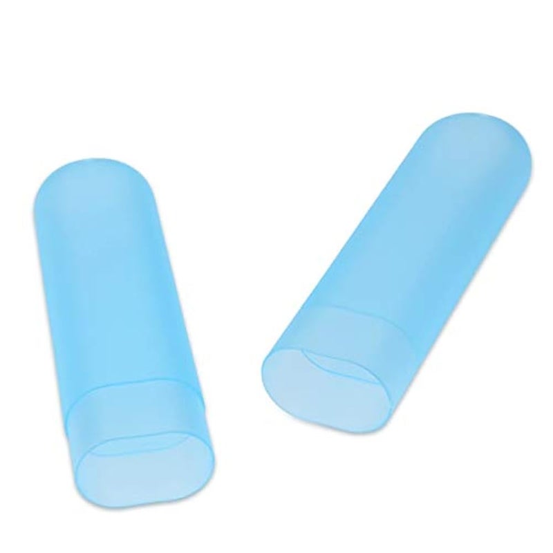 kwmobile Toothbrush Holder Travel Cases - Set of 3 Portable Plastic Tooth Brush Case Containers for Storage and Traveling - Dark Pink/Violet/Light Blue - Image 5