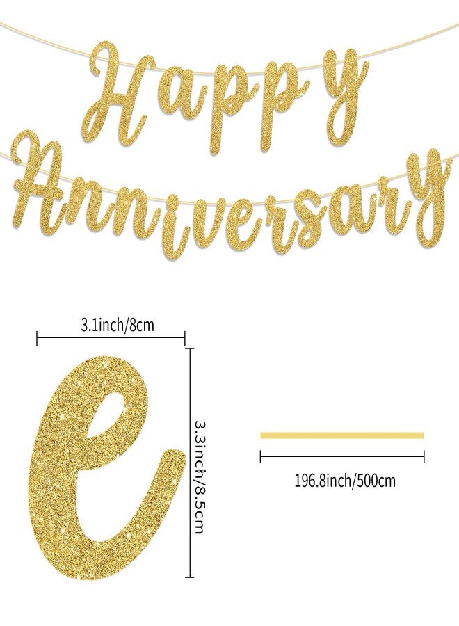 Hxezoc Happy Anniversary Banner Sign Gold Glitter Wedding Bunting Banner Flag Garland for Anniversary Party Decorations Supplies - Image 2