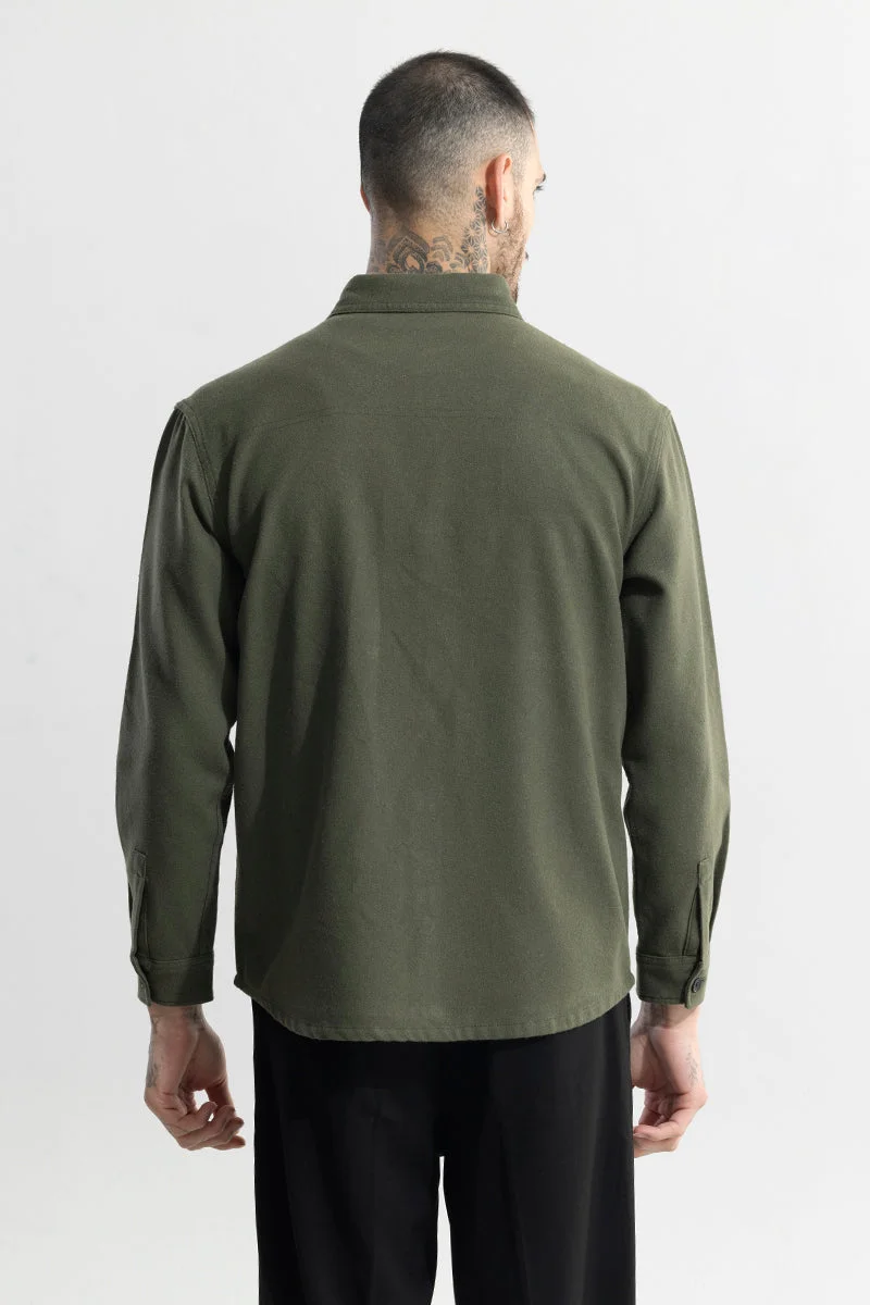 SNITCH Olive Clyster Olive Overshirt for Men | Best Price UAE