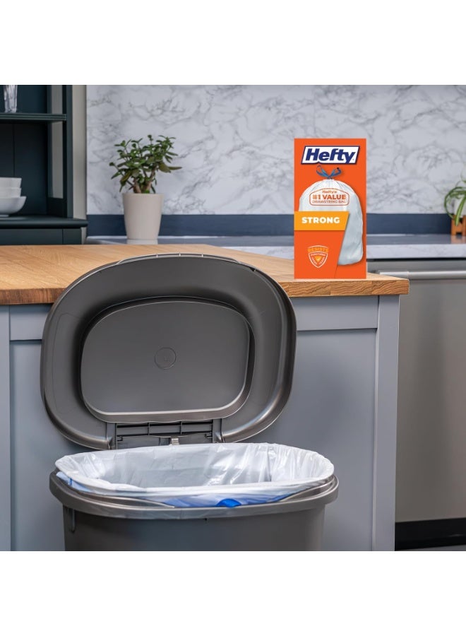 Hefty Strong 13 Gallon Trash Bags Tall Kitchen Trash Bags Unscentedlarge Trash Bags With Drawstrings Durable Closure Resists Leaks Punctures And Tears White Unscented 90 Bags - Image 2