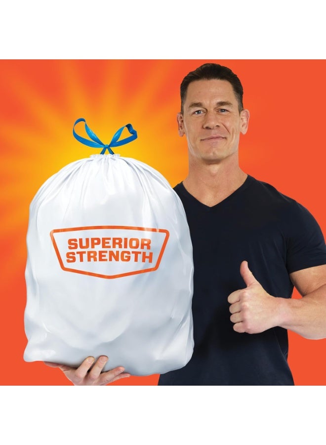 Hefty Strong 13 Gallon Trash Bags Tall Kitchen Trash Bags Unscentedlarge Trash Bags With Drawstrings Durable Closure Resists Leaks Punctures And Tears White Unscented 90 Bags - Image 4