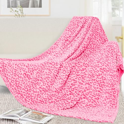 SEEGU Warm Blanket Pink Soft Fleece Leopard Print Blanket Fuzzy Hot Pink Cheetah Print Throw Blankets for Bed Couch Sofa - Image 4