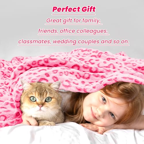 SEEGU Warm Blanket Pink Soft Fleece Leopard Print Blanket Fuzzy Hot Pink Cheetah Print Throw Blankets for Bed Couch Sofa - Image 5