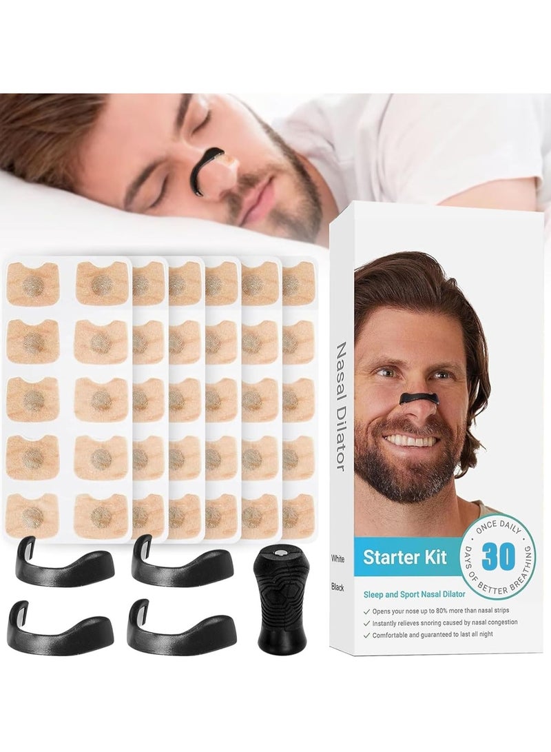 لاصقات الأنف المضادة للشخير (30 زوجًا) – مناسبة للرجال والنساء، لذوي الشخير العالي والتنفس من الفم – تحسين تدفق الهواء ونوم هادئ بدون أدوية - Image 1