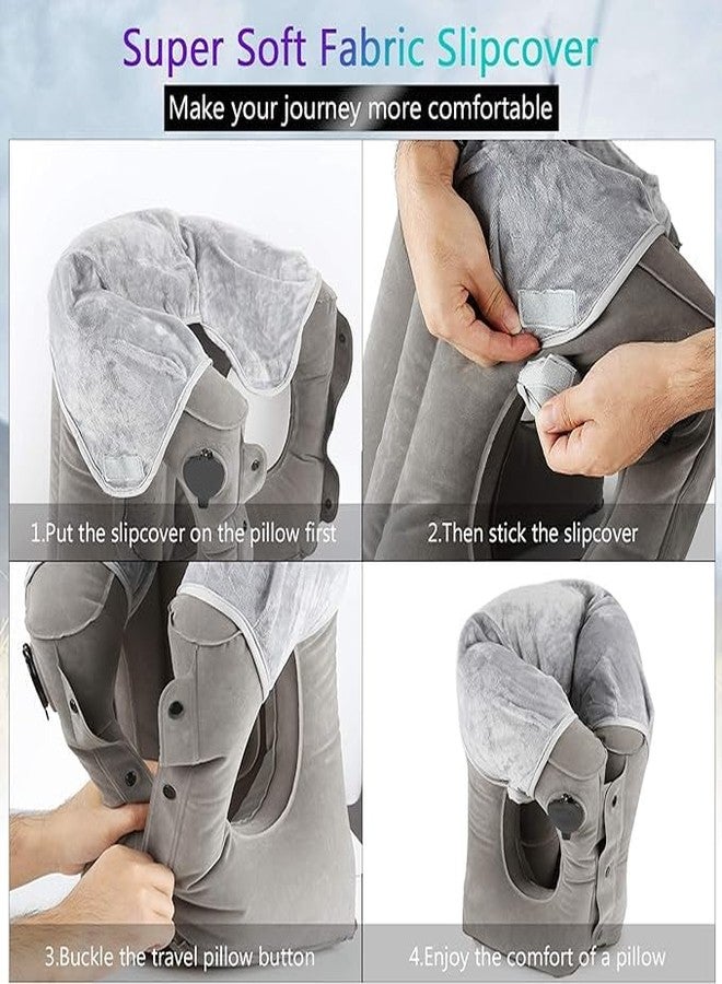 Shrevi Inflatable Travel Pillow,Airplane Pillow with Super Soft Slipcover,Fabric PVC, Big Valve Design Inflate and Deflate in Seconds, Unfolding Used As Lumbar Support(Black) - Image 2