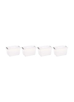 55L Clear Plastic Storage Set of 4 Box with Wheels & Lockable Lid