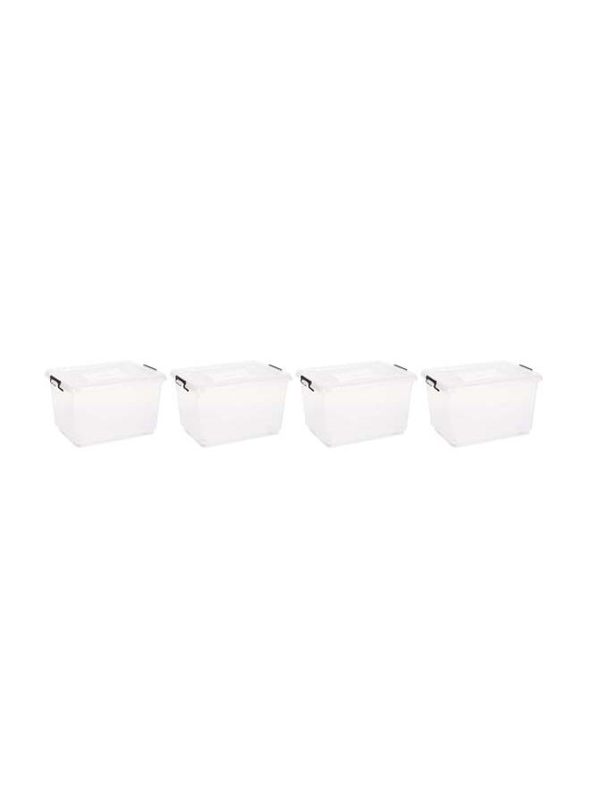 Cosmoplast 55L Clear Plastic Storage Set of 4 Box with Wheels & Lockable Lid  - Image 1