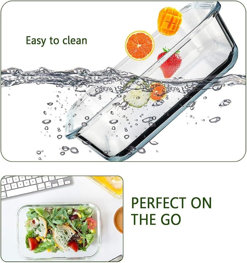 BPA Glass Meal Prep Containers,Glass Food Storage Containers with Lids,Food Storage Container 100% Leakproof Glass Lunch Boxes, Freezer Storage container - Image 4