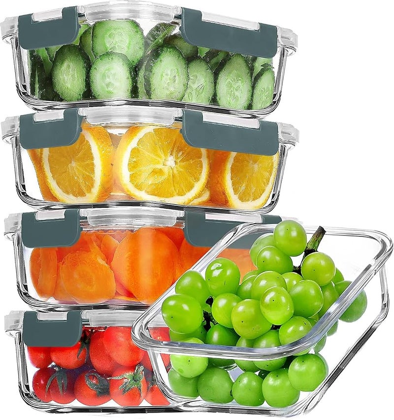 BPA Glass Meal Prep Containers,Glass Food Storage Containers with Lids,Food Storage Container 100% Leakproof Glass Lunch Boxes, Freezer Storage container - Image 1