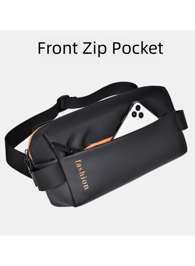Men's Portable Chest Bag, Boys Scratch-resistant and Waterproof Waist Bag Belt Bag Hip Bag for Daily Commuting/Hiking/Climbing/Cycling, Nylon Sling Bag Side Bag Crossbody Bag for Teenagers/Students - Image 4