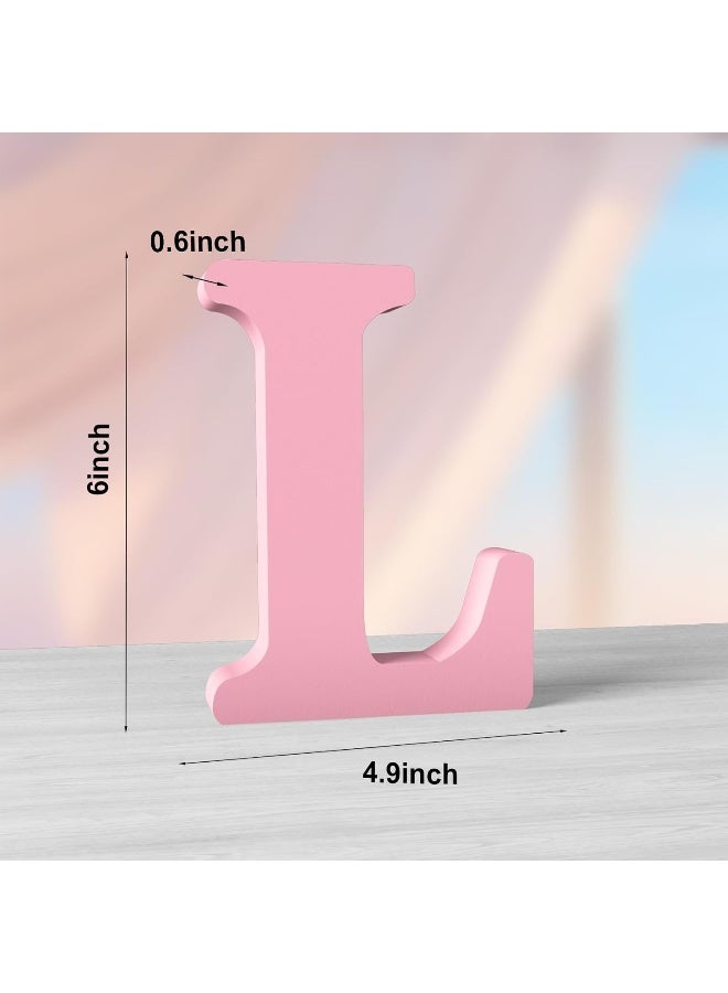 TPGP حروف خشبية وردية غير مكتملة بطول 6 بوصات لتزيين الجدران حروف كبيرة قائمة لمشاريع المنزل والحفلات - Image 2