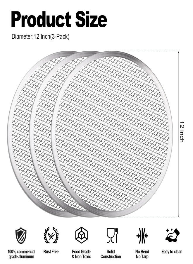 tchrules 3 Pcs Pizza Screen, 12 Inch Pizza Pan for Oven, Nonstick Pizza Tray for Oven, Dishwasher Safe & Microwave Safe (12 inch) - Image 5