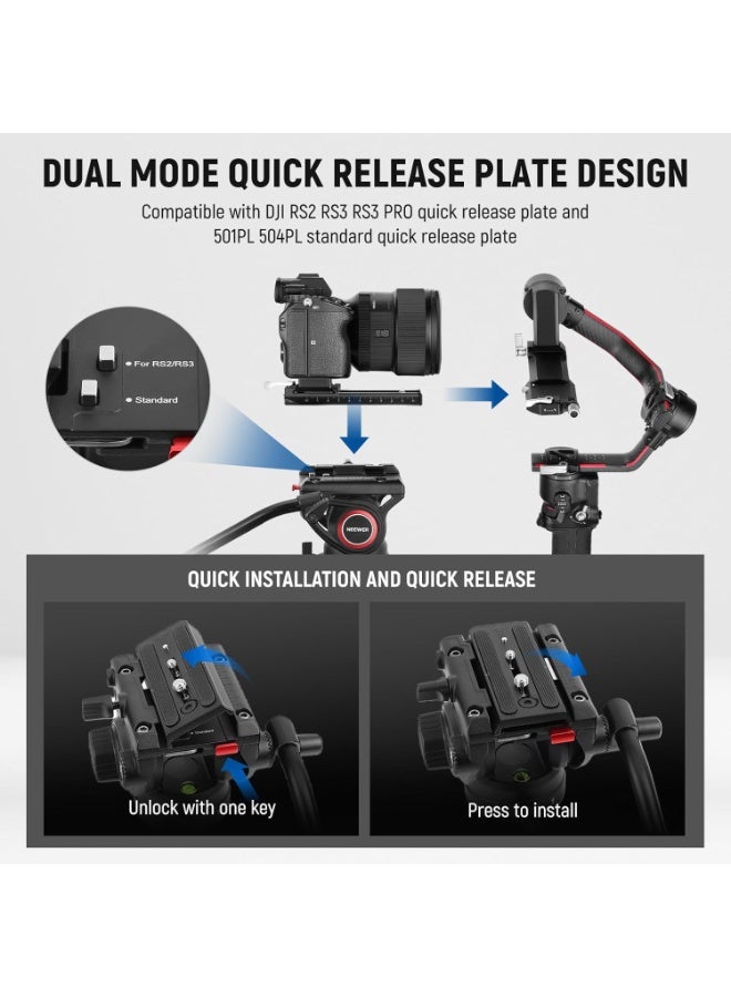 Neewer TP74 74" Pro Video Tripod With Fluid Head – Heavy-Duty Aluminum Tripod for Cameras, Camcorders, Filmmaking, Videography, Studio & Outdoor Shooting - Image 4