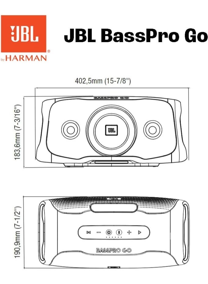 جي بي إل JBL Basspro Go - 2 في 1: مكبر صوت نشط للسيارة ومكبر صوت حفلات بلوتوث بقوة 200 وات في واحد - يمكن استخدامه في السيارة وبجانبها - أسود - Image 4