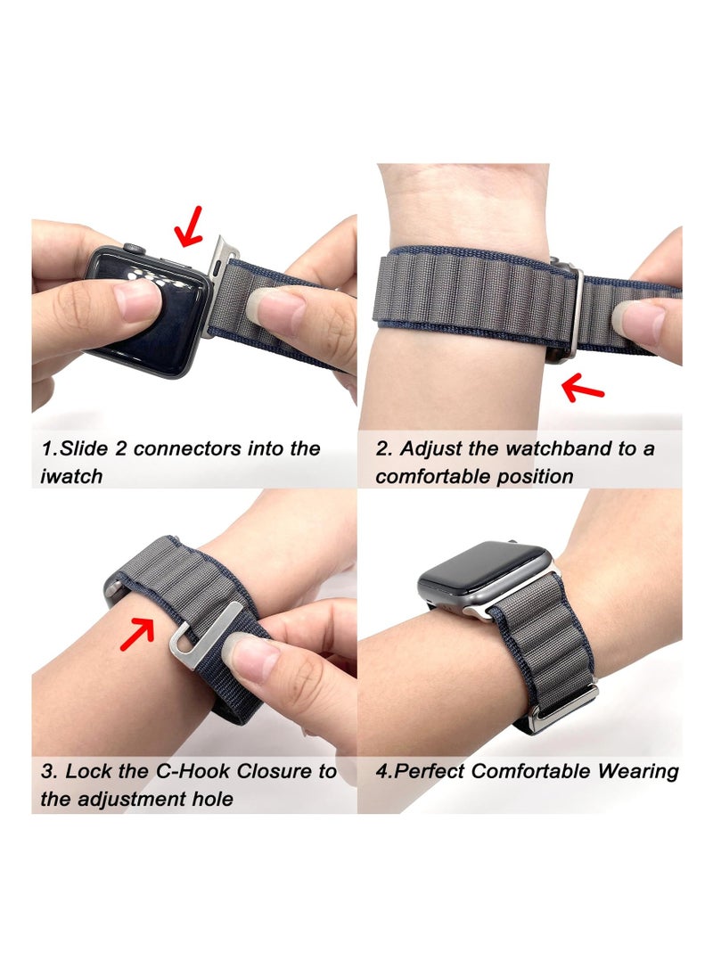 XICEN - 3 Pack for Apple Watch Alpine Loop Band 49mm 45mm 44mm 42mm , Adjustable Metal C-Hook,  Nylon Woven Sport Strap for iWatch Series Ultra/8/7/SE/6/5/4/3/2/1 - Image 1