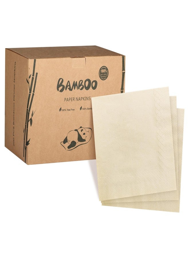 MORGIANA 200-Pack 100% Bamboo Compostable Napkins - Eco-Friendly Disposable Hand Towels for Parties, Restaurants, and Christmas Dinner(6.5 x 6.5Inch - Image 1