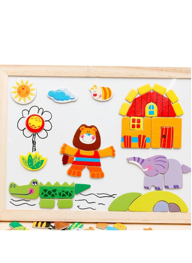 Generic MUWANZIZ Forest Paradise Spells Happily - Rectangular Magnetic Puzzle Board - Wooden Seat - Multi Color - Educational Toy - Small to Medium Size - Rustic Style  - Image 2