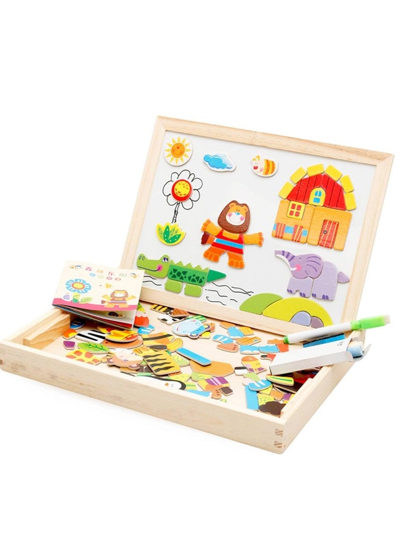 Generic MUWANZIZ Forest Paradise Spells Happily - Rectangular Magnetic Puzzle Board - Wooden Seat - Multi Color - Educational Toy - Small to Medium Size - Rustic Style  - Image 1