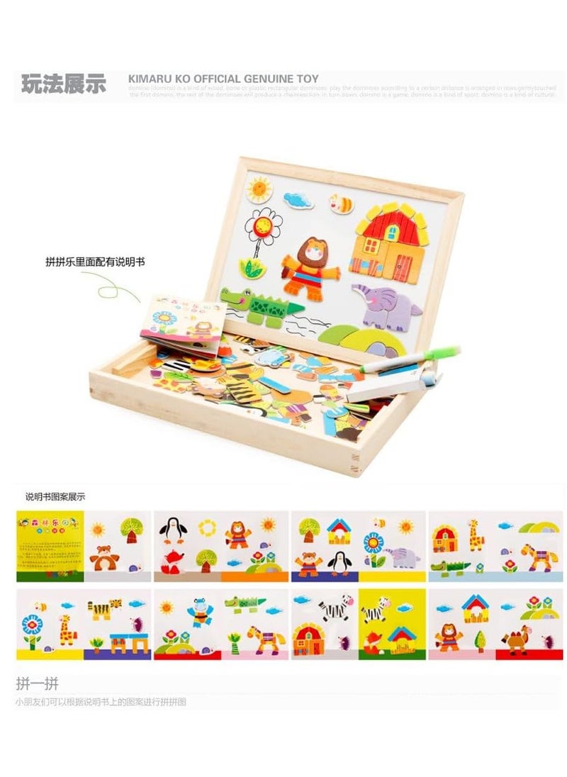 Generic MUWANZIZ Forest Paradise Spells Happily - Rectangular Magnetic Puzzle Board - Wooden Seat - Multi Color - Educational Toy - Small to Medium Size - Rustic Style  - Image 3