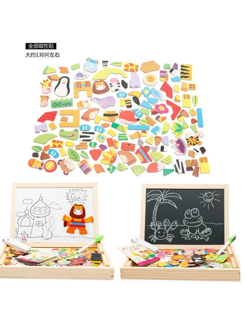 Generic MUWANZIZ Forest Paradise Spells Happily - Rectangular Magnetic Puzzle Board - Wooden Seat - Multi Color - Educational Toy - Small to Medium Size - Rustic Style  - Image 4