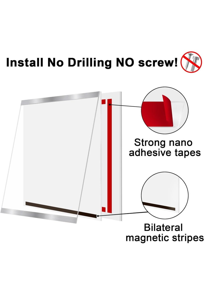 Excefore A4 Acrylic Sign Holder Wall Mount, Plastic Display Frames with Adhesive Tape and Magnetic Strip, Clear for Door/Window/Office/Home- No Drilling 6pack 8.5 x 11  - Image 4