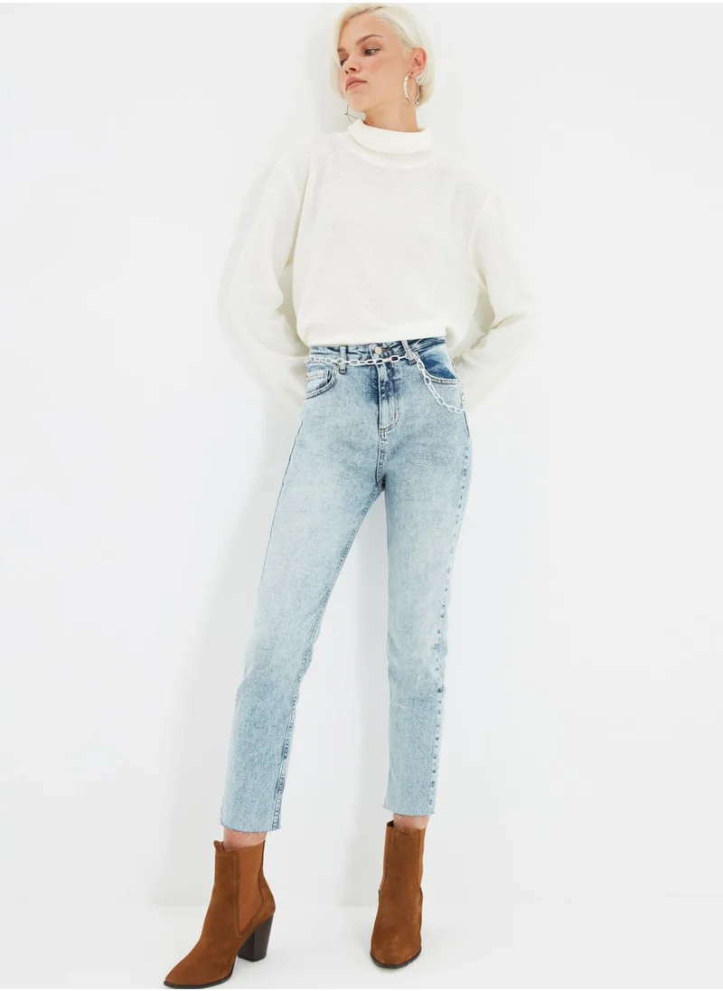 trendyol Raw Hem Straight Jeans