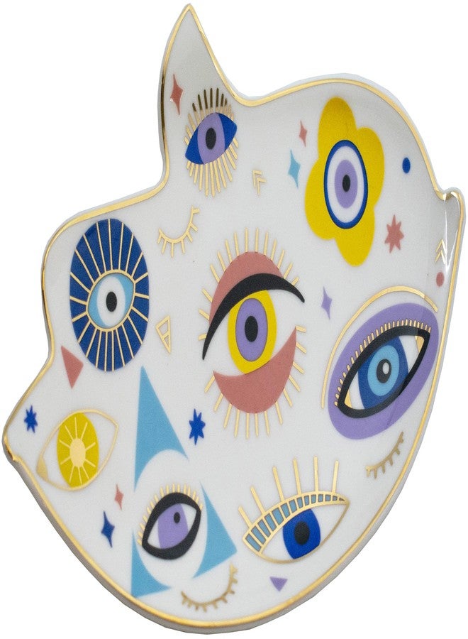 Stephanie Imports Ceramic Hamsa Evil Eye Trinket Jewelry Dish (Large, Colorful Eyes) - Image 2