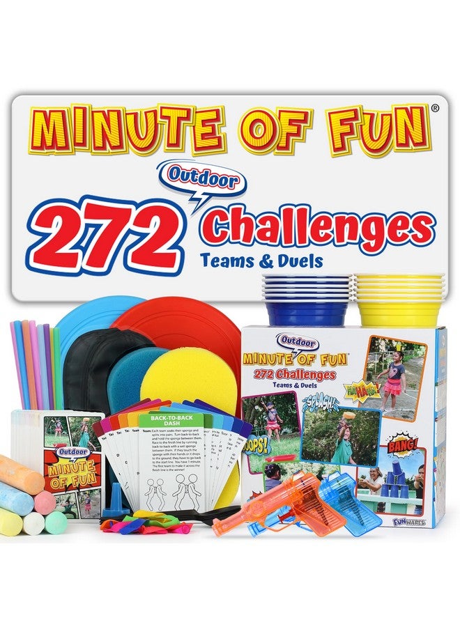 Funwares Minute Of Fun Outdoor Game - 272 Minute To Win It Games, Backyard Birthdays, Home Parties, Family Fun, Activities For Teens, Camping, Travel. Most Contents To Play Are Included, 2-12 Players - Image 1