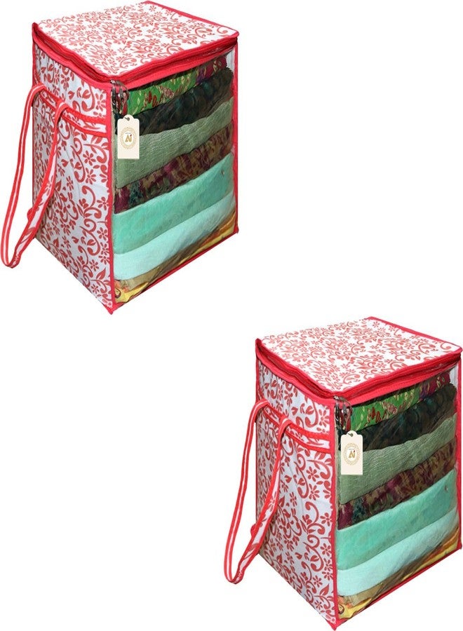 Shaping Fabric Saree Storage Bag | Premium Wardrobe Cloth Organizer Box | Large Garment Cover with Polka Dot Design | Durable Fabric, Transparent Window | Pack Of 2 AWPM11553 - Image 1