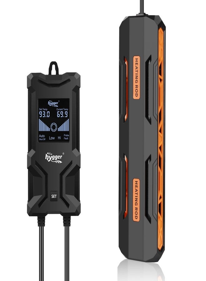 هايغر سخان حوض السمك من هيجر، سخان غاطس لحوض السمك مزود بحماية من ارتفاع درجة الحرارة وإيقاف تشغيل تلقائي، سخان أسماك مزود بوحدة تحكم رقمية للمياه العذبة والمالحة (400 واط) - Image 1