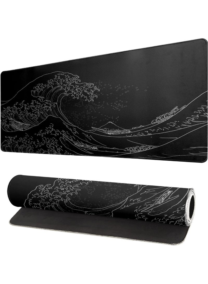 Rock Pow Large Gaming Mouse Pad with Stitched Edges Extended Mousepad Superior Cloth Surface Non-Slip Rubber Base Water Resist 800 * 300 * 3mm - Image 1