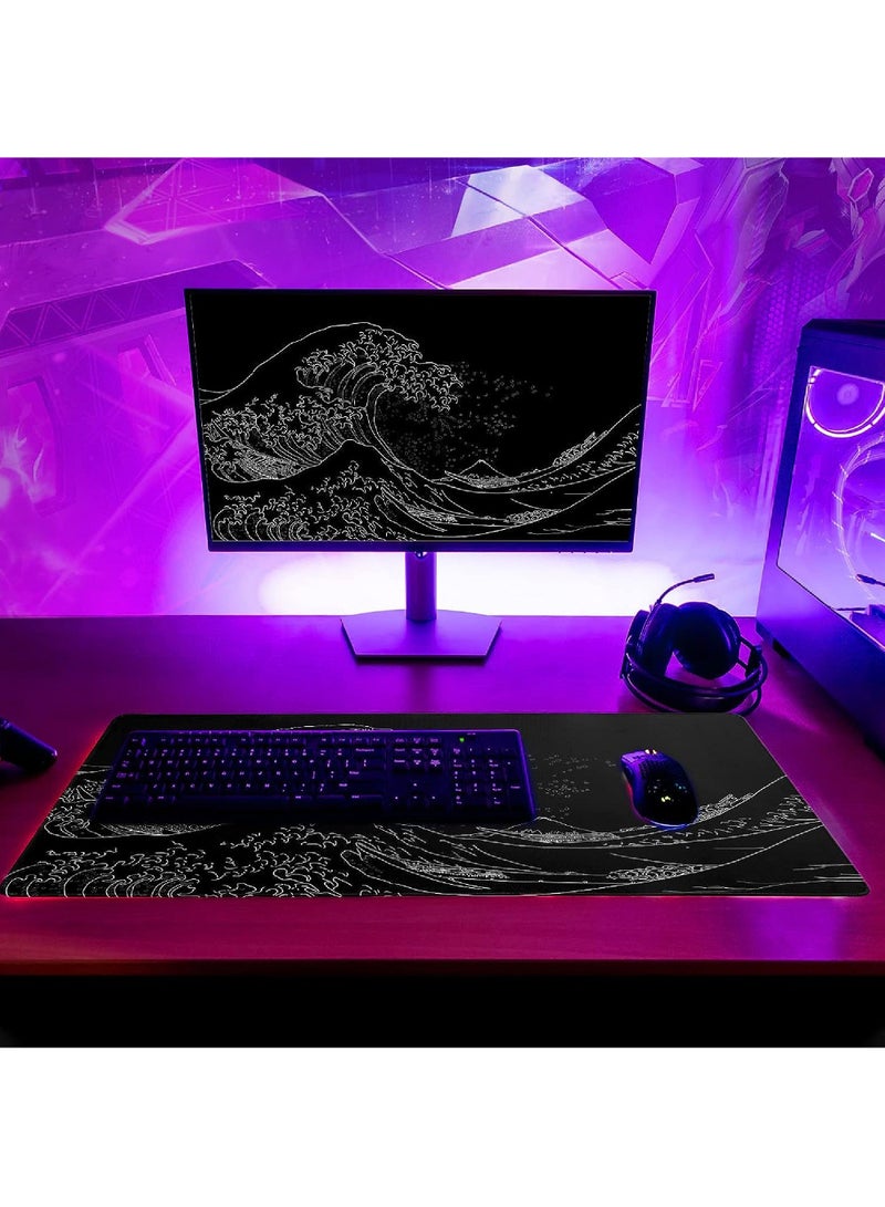 Rock Pow Large Gaming Mouse Pad with Stitched Edges Extended Mousepad Superior Cloth Surface Non-Slip Rubber Base Water Resist 800 * 300 * 3mm - Image 3