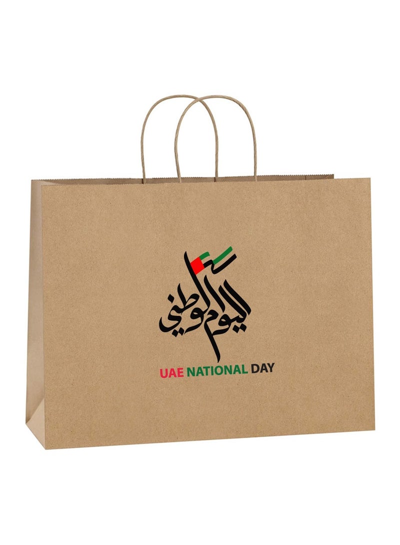 UAE National Day Celebration 12 Pcs of Kraft Bag With Handles Bulk Gift Bags Shopping Bags for Recycled Large Brown Paper Bags - Image 1