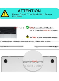 Generic MacBook Pro 14 Inch Case 2021 2022 Release A2442 M1 Pro M1 Max With Liquid Retina XDR Display Touch ID Plastic Hard Shell And Keyboard Cover Skin Clear  - Image 4