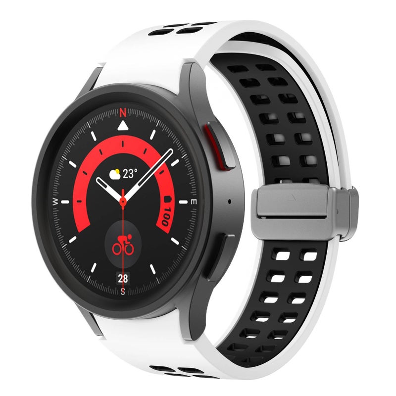 سوار ساعة ذكية رياضي من السيليكون متوافق باللون أسود قابل للتعديل مع Samsung Galaxy Watch 5 Pro بملاءمة قابلة للتعديل وحزام ناعم للاستبدال اليومي - Image 5