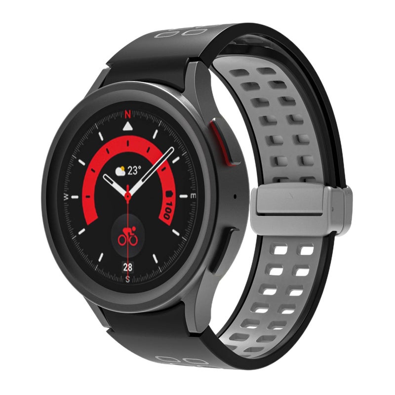 سوار ساعة ذكية رياضي من السيليكون متوافق باللون أسود قابل للتعديل مع Samsung Galaxy Watch 5 Pro بملاءمة قابلة للتعديل وحزام ناعم للاستبدال اليومي - Image 1