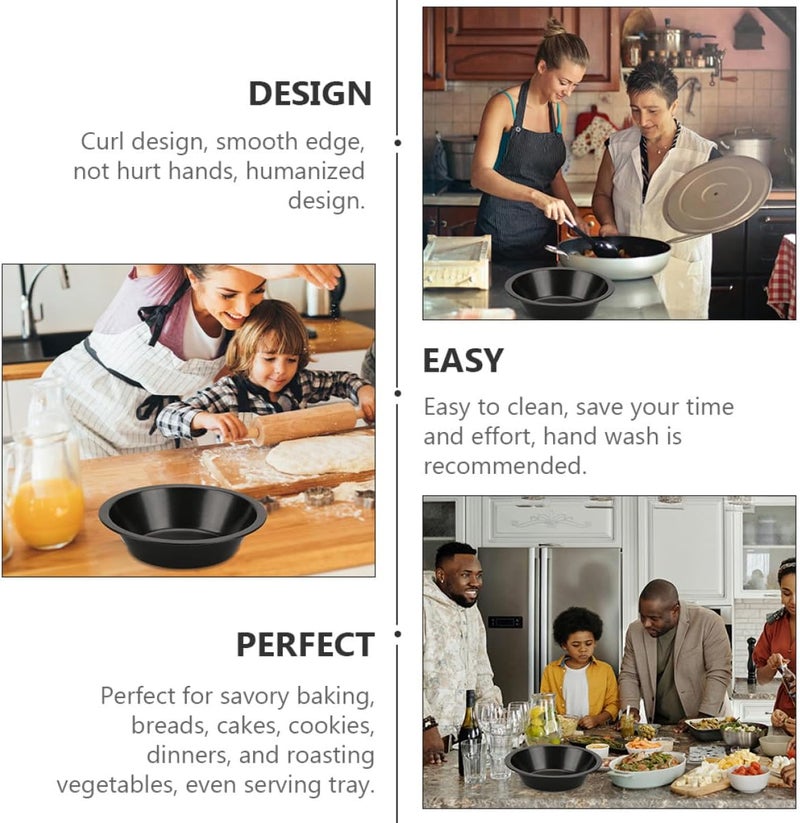 4pcs Carbon Steel round Pizza Pan Set, Non-stick Reusable Baking Trays for Household Kitchen, Multi-function Oven Bakeware for Pizza and Pastry - Image 3