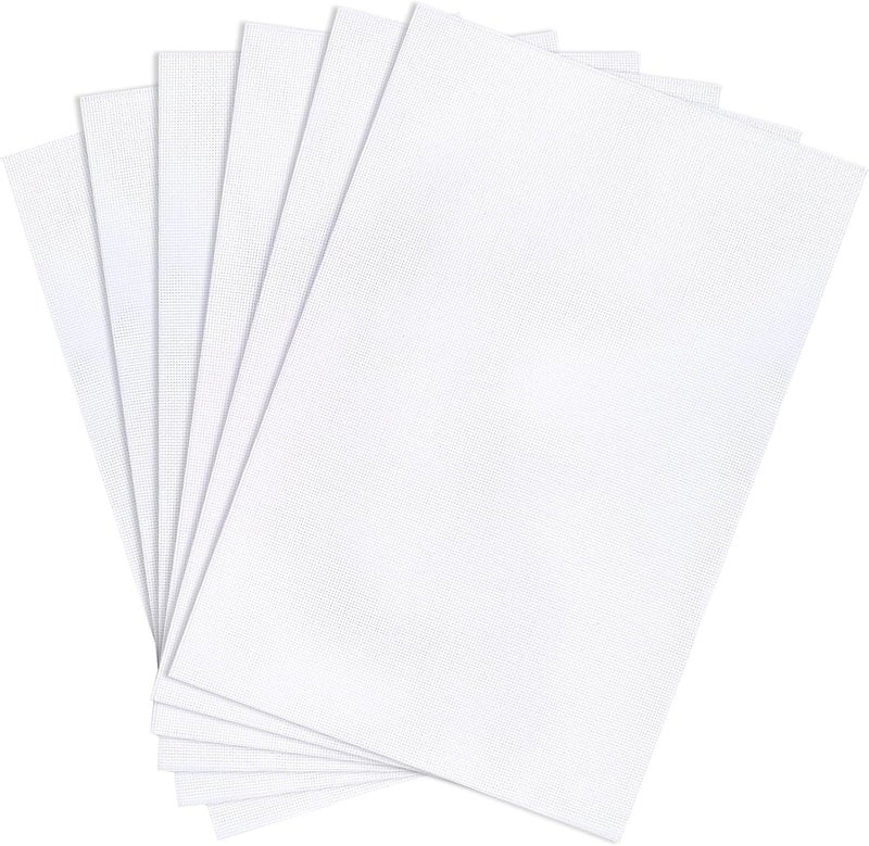 Caydo 6 Pieces Aida Cloth 14 Count White Cross Stitch Fabric for Craft Embroidery, 45 x 30CM - Image 1