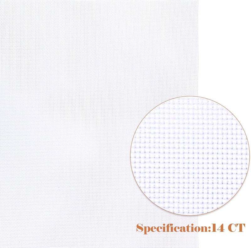 Caydo 6 Pieces Aida Cloth 14 Count White Cross Stitch Fabric for Craft Embroidery, 45 x 30CM - Image 5
