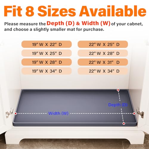 FLATO Waterproof Under Sink Mat 31" x 19" Shelf Liner for Kitchen and Bathroom, Cabinet Protector, Organizers and Storage, Flexible Silicone Drip Tray - Image 5