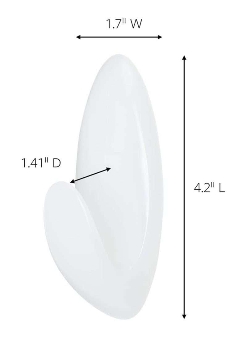 Generic Command Towel Large Hook Clear Frosted, 1 Hook+ 2 Strips/pack | Holds 2.2kg | White color | Water-Resistant Strips | Organize | Decoration | No Tools | Holds Strongly | Damage-Free Hanging 3m  - Image 2