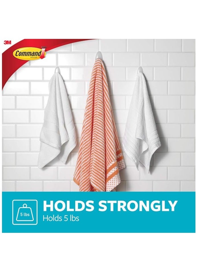 Generic Command Towel Large Hook Clear Frosted, 1 Hook+ 2 Strips/pack | Holds 2.2kg | White color | Water-Resistant Strips | Organize | Decoration | No Tools | Holds Strongly | Damage-Free Hanging 3m  - Image 4